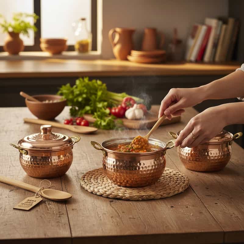 قابلمه مسی مینی با گنجایش کم و چکش کاری ریز